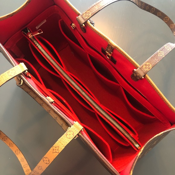 Handbags - Purse Bag Organizer fits LV ONTHEGO red pockets